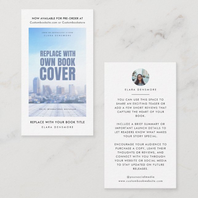 Book Launch Release Book Cover Promotional Author Business Card (Front/Back)