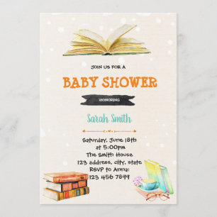 Book library baby shower invitation
