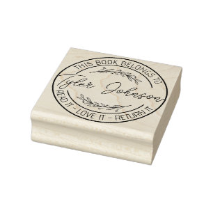 Book library bookplate book stamp Custom floral