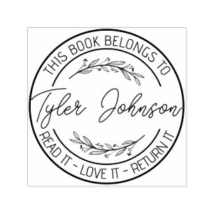 Book library bookplate book stamp Custom floral