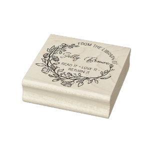 Book library bookplate book stamp Custom floral