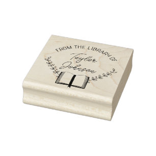 Book library bookplate Custom floral lady fashion  Rubber Stamp
