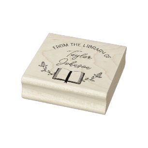 Book library bookplate Custom floral lady fashion  Rubber Stamp