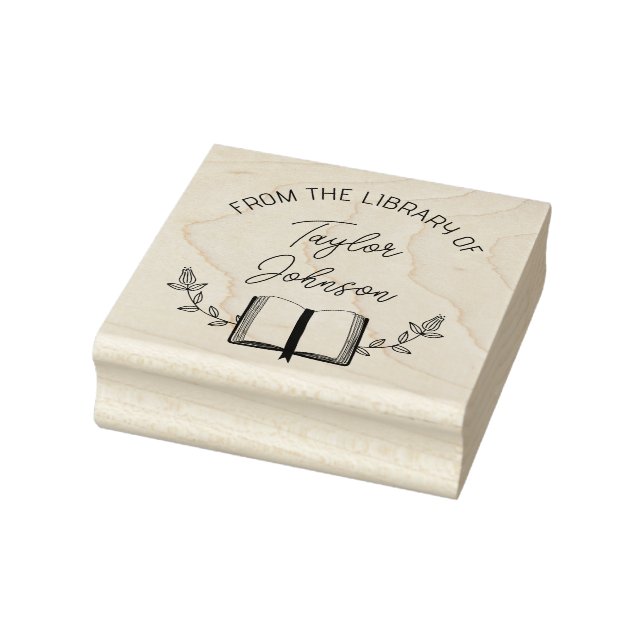 Book library bookplate Custom floral lady fashion  Rubber Stamp (Stamp)