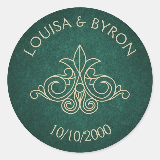 Book Library Geek Green Literary Wedding Classic Round Sticker (Front)