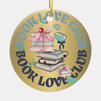 Book love club quote coquette pink secret Santa Ceramic Ornament