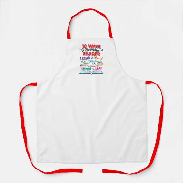 Book Lover 10 Ways to Become a Reader Apron (Front)