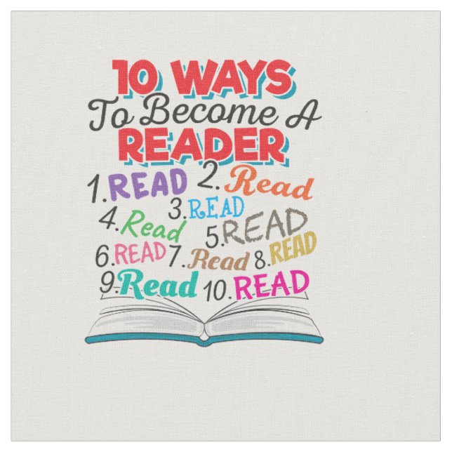 Book Lover 10 Ways to Become a Reader Fabric (Close Up)