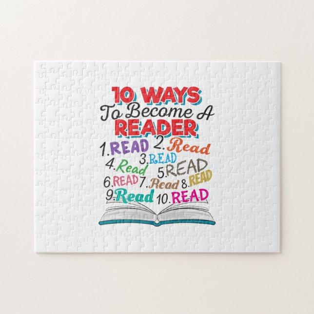 Book Lover 10 Ways to Become a Reader Jigsaw Puzzle (Horizontal)