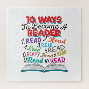 Book Lover 10 Ways to Become a Reader Jigsaw Puzzle