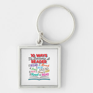 Book Lover 10 Ways to Become a Reader Keychain