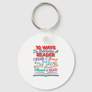 Book Lover 10 Ways to Become a Reader Keychain