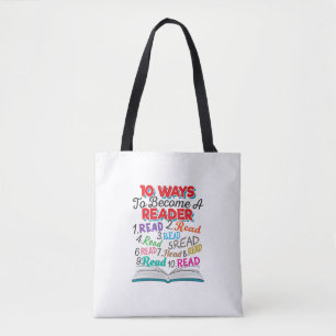 Book Lover 10 Ways to Become a Reader Tote Bag
