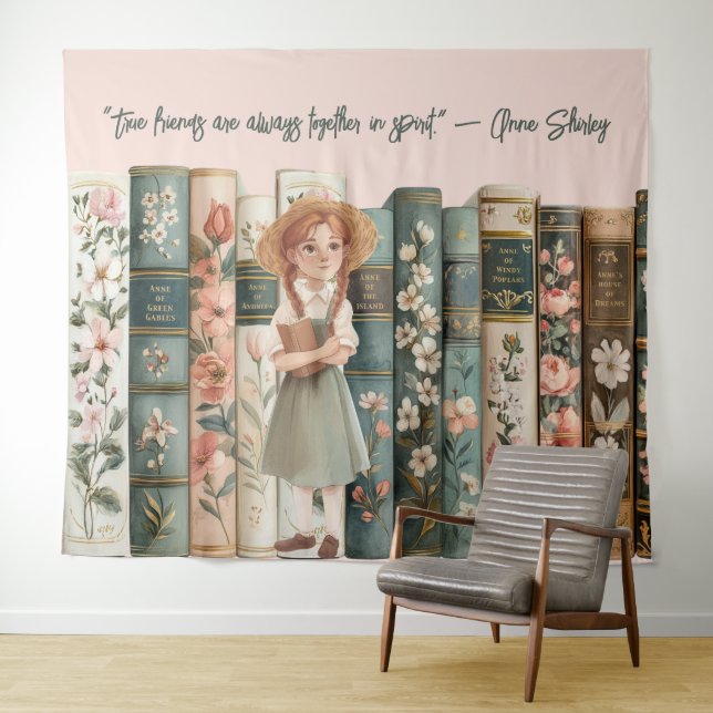 Book Lover | Anne of Green Gables | Floral Books Tapestry (In Situ (Horizontal))