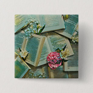 Book lover artwork 2 inch square button