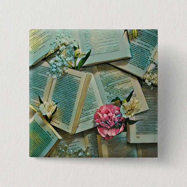 Book lover artwork 2 inch square button (Front)