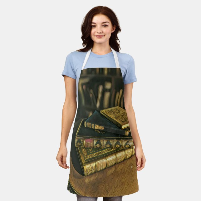 Book lover artwork apron (Worn)