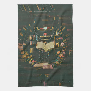 Book lover artwork kitchen towel