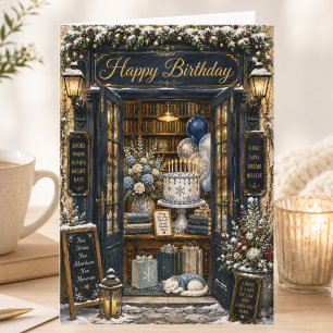 Book Lover Birthday Winter Snowy Bookshop Birthday Card