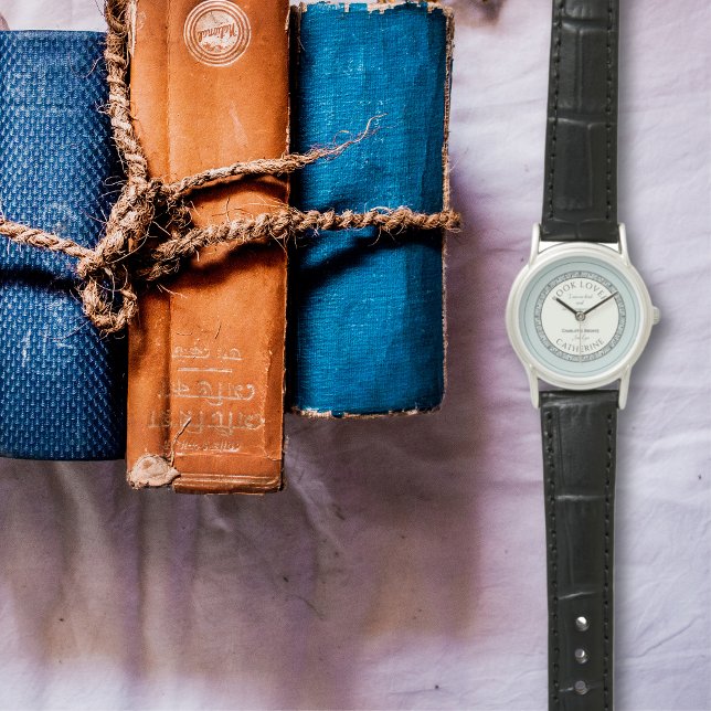 Book Lover Blue Personalized eWatch Watch (This blue elegant personalised watch is a great gift for book lovers. Featuring original artwork.)