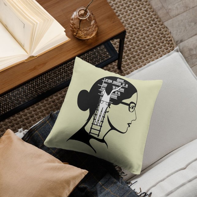 Book lover bookish library reading books throw pillow (Bookish Cushion)