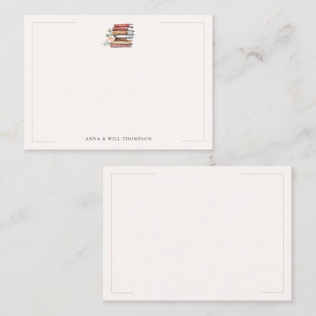 Book Lover Bookish New Chapter Chic Wedding Couple Card (Front/Back)