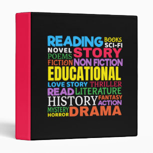 Book Lover - Bookworm Reading Genre Word Art Binder