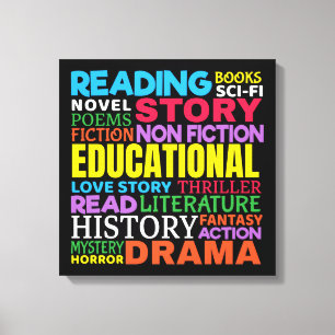 Book Lover - Bookworm Reading Genre Word Art Canvas Print