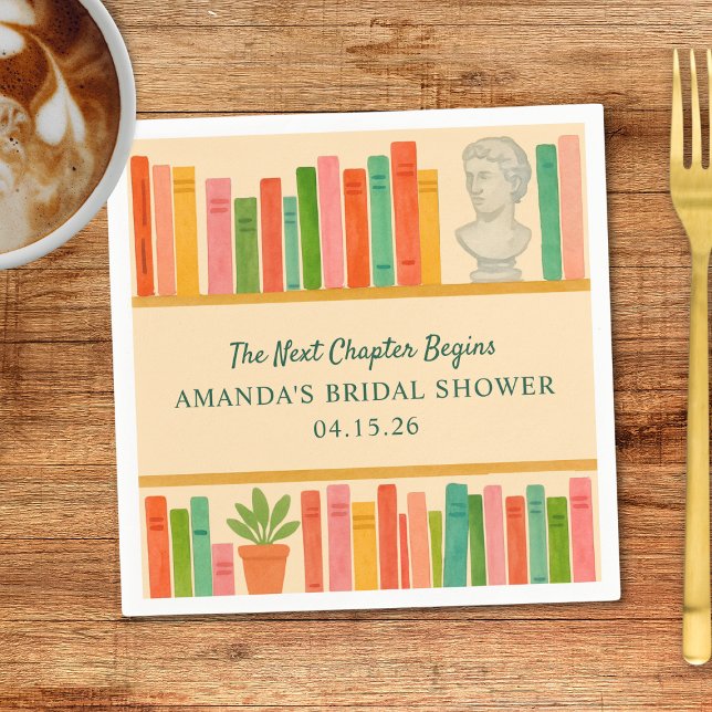 Book Lover Bridal Shower | Chic Fun "New Chapter"  Napkin (Creator Uploaded)