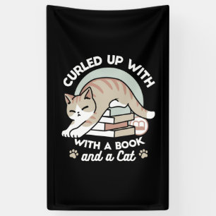 Book Lover Cat Illustration - Curled Up & Cozy Banner