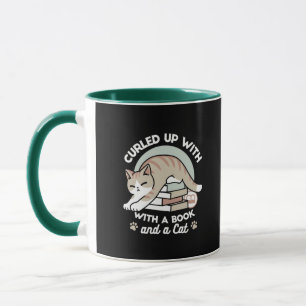 Book Lover Cat Illustration - Curled Up & Cozy Mug