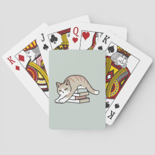 Book Lover Cat Illustration - Curled Up & Cozy Playing Cards