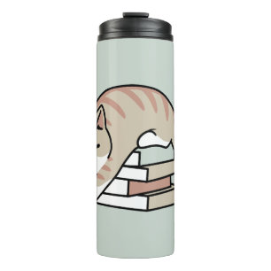 Book Lover Cat Illustration - Curled Up & Cozy Thermal Tumbler