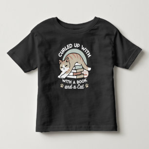 Book Lover Cat Illustration - Curled Up & Cozy Toddler T-shirt