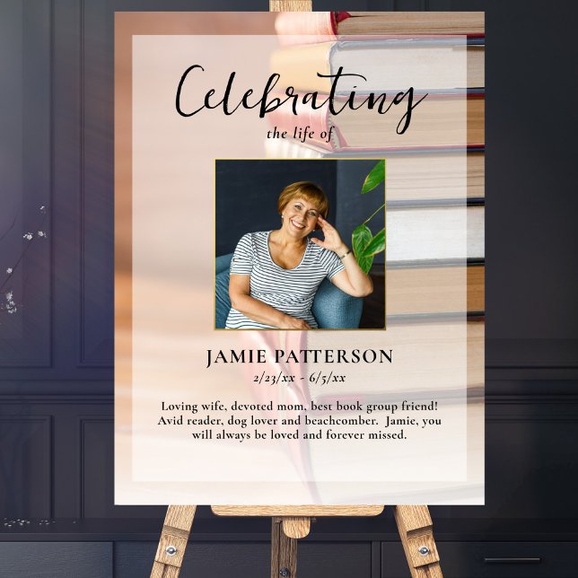 Book Lover Celebration of Life Your Photo Funeral Poster (Creator Uploaded)