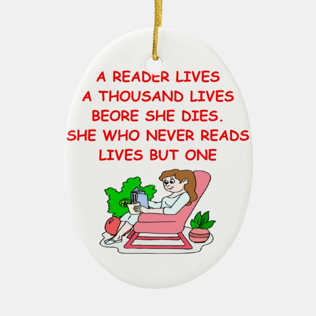 book lover ceramic ornament (Front)