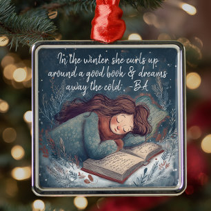 Book Lover Christmas Metal Ornament