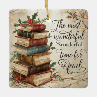 Book Lover Christmas Reading Holiday Decor Ceramic Ornament