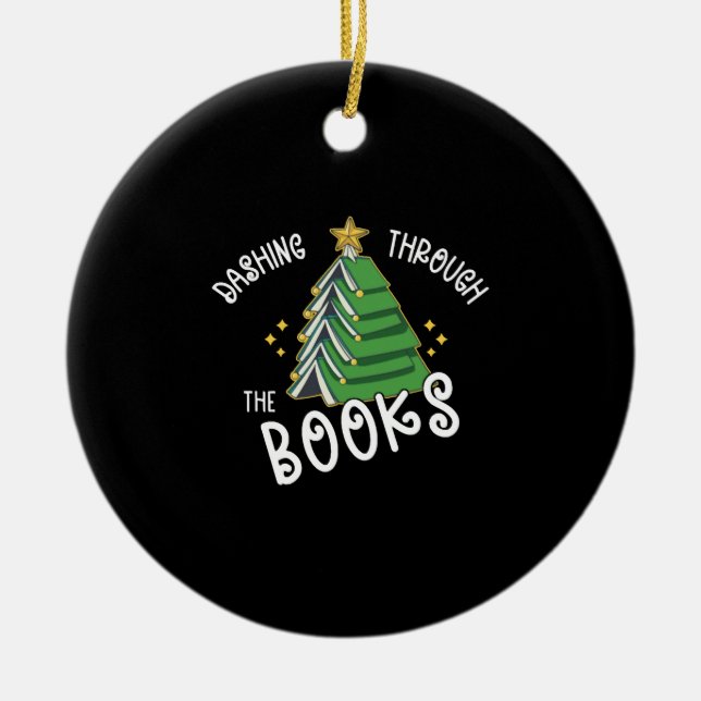 Book Lover Christmas Tree  Holiday Reading  Ceramic Ornament (Front)
