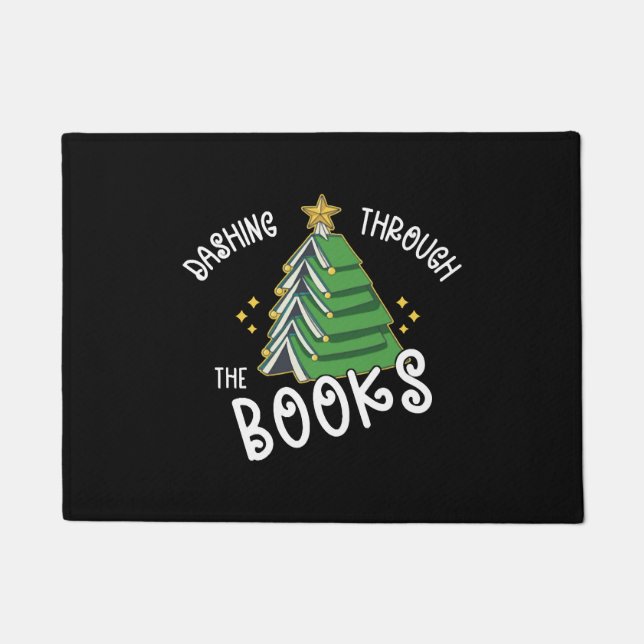 Book Lover Christmas Tree  Holiday Reading  Doormat (Front)