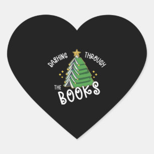 Book Lover Christmas Tree  Holiday Reading  Heart Sticker