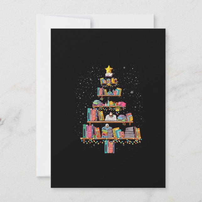 Book Lover Christmas Tree, Merry Bookmas Xmas,Libr Invitation (Front)