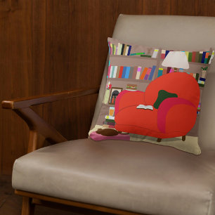 Book Lover Day And Night Reading And Writing Nook Throw Pillow