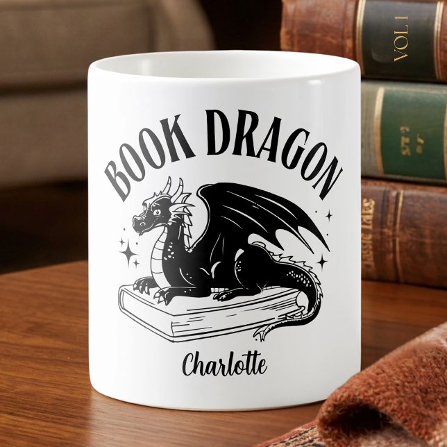 Book Lover Dragon Fantasy Reader Name Gift Coffee Mug (Creator Uploaded)