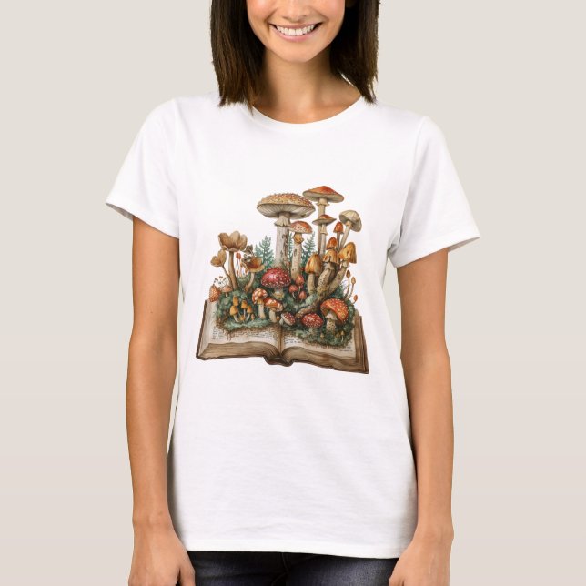 Book Lover Fantasy Mushroom Adventure T-Shirt (Front)