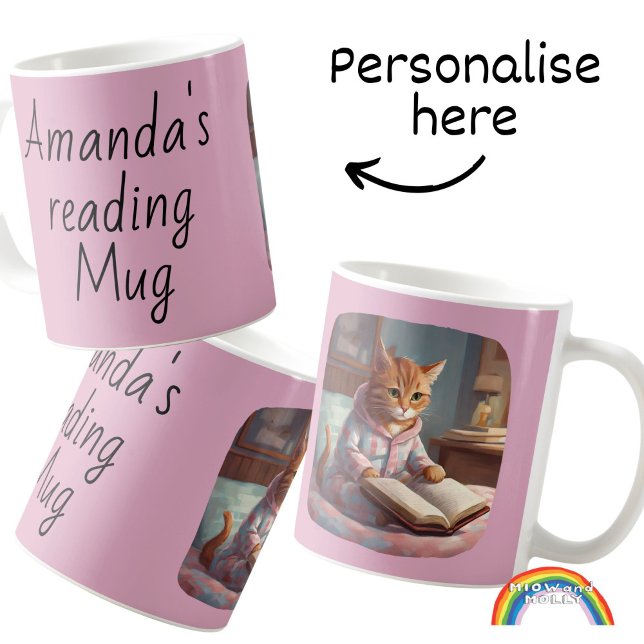 Book lover friend gift booklovers cat coffee mug (Creator Uploaded)