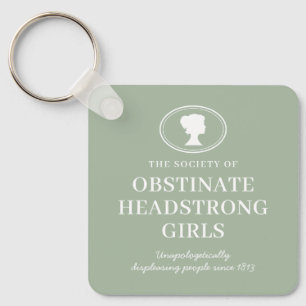 Book Lover Funny Literary Austen Quote Sage Green Keychain