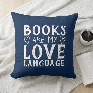 Book Lover Funny Saying Navy and White Typography Throw Pillow