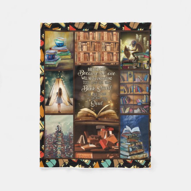 Book Lover Gift, Book Worm, I Love Reading Book Fleece Blanket (Front)