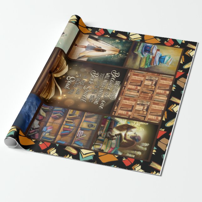Book Lover Gift, Book Worm, I Love Reading Book Wrapping Paper (Unrolled)
